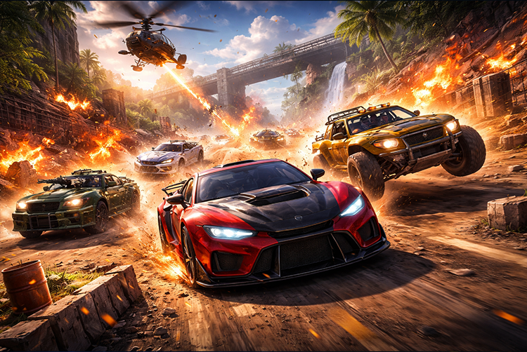 High-speed race survival chaos